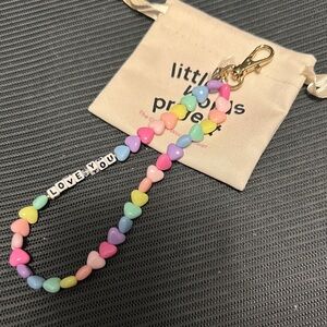 Pastel Heart Beaded Keychain / purse chain - "LOVE YOU"